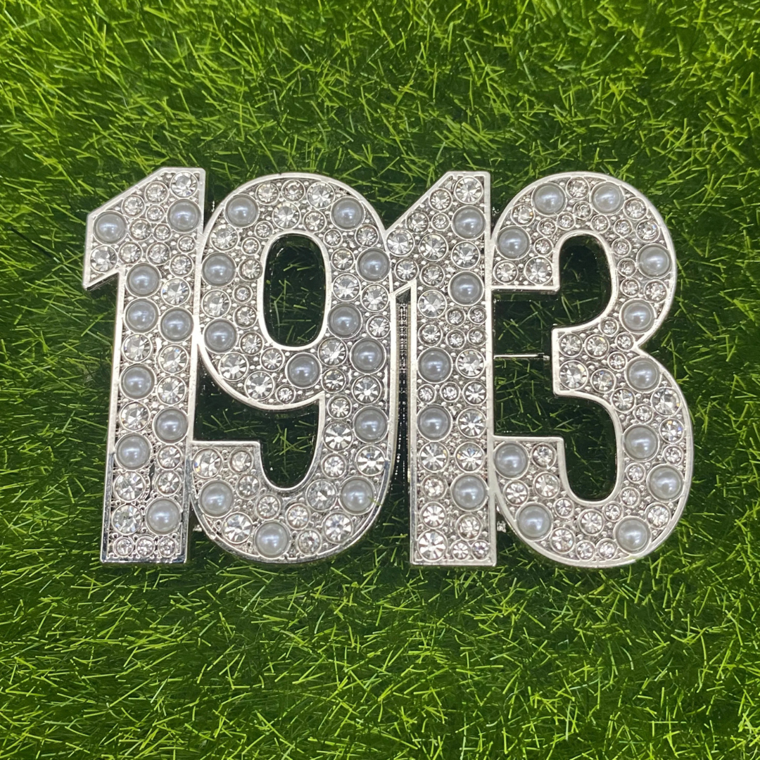 Silver 1913 Rhinestone & Pearl Brooch | Delta Sigma Theta