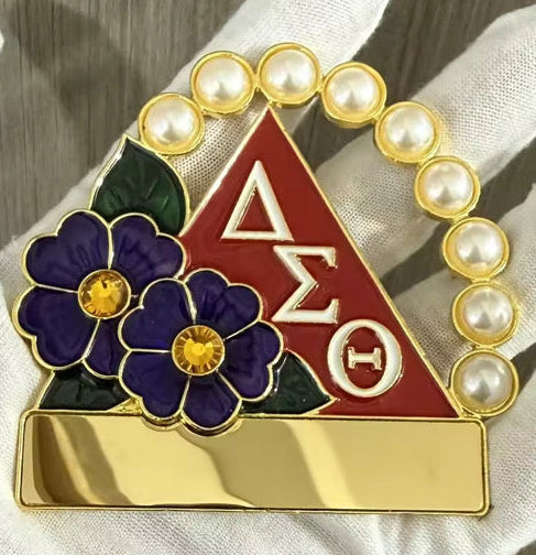 Violets & Pearls Personalized Pin