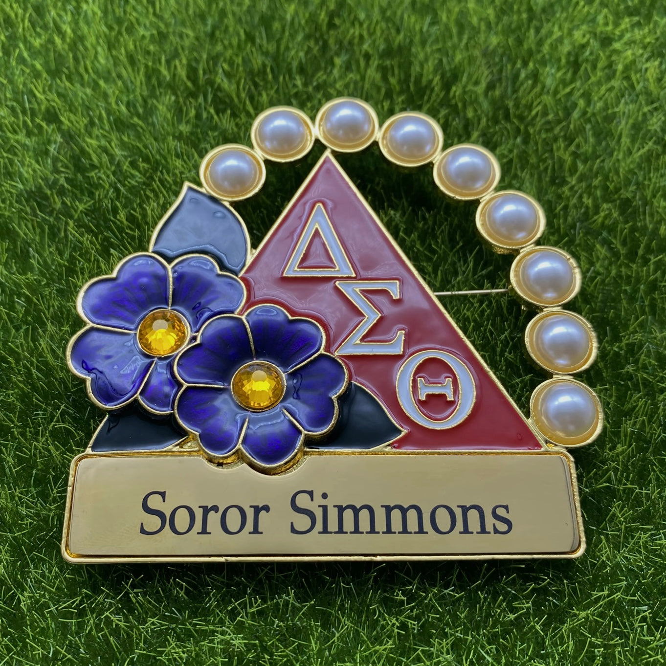 Violets & Pearls Personalized Pin